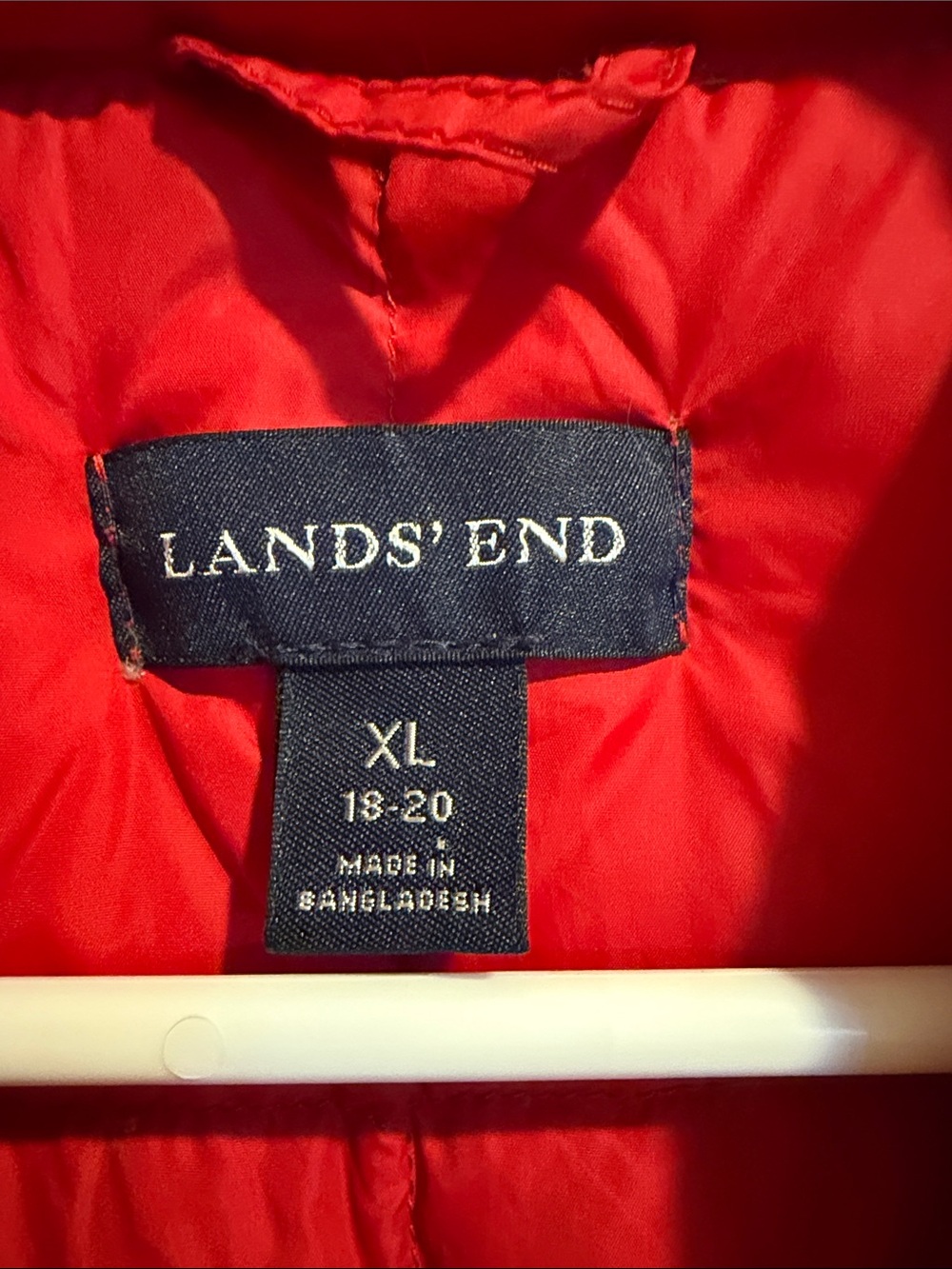 Lands' End Red Quilted Down Vest with Stand Collar - Picture 2 of 5